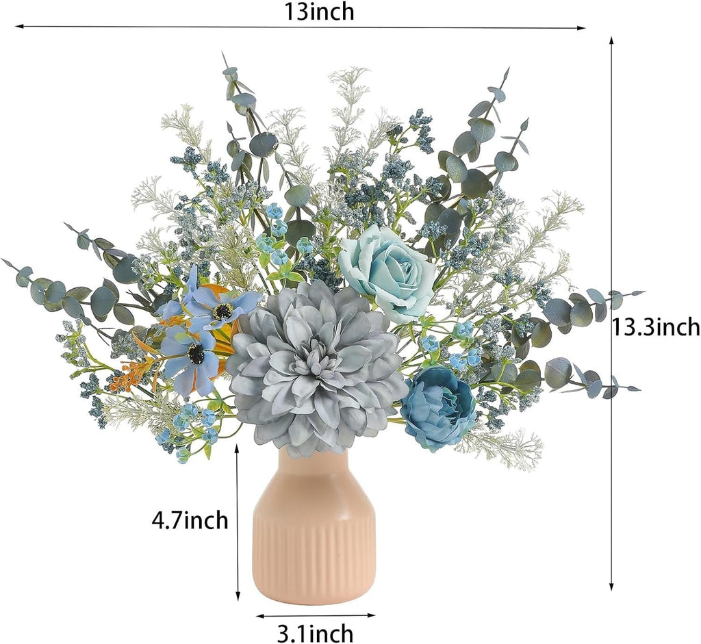 Artificial Flowers in Ceramic Vase, Brown Faux Flowers with Vase,Centerpieces Co