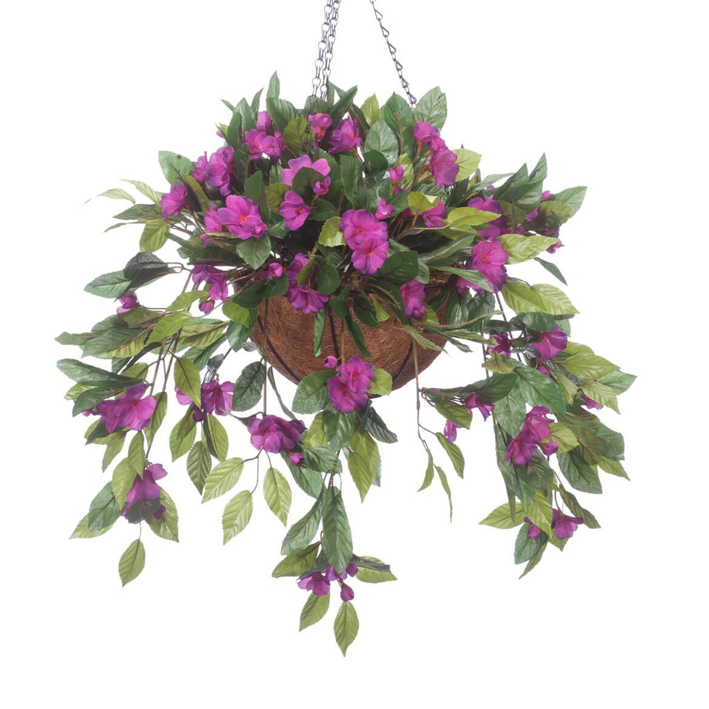 Fully Assembled Artificial Impatiens Hanging Basket