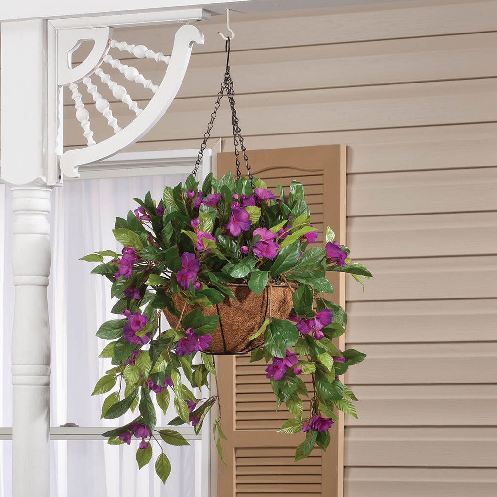 Fully Assembled Artificial Impatiens Hanging Basket