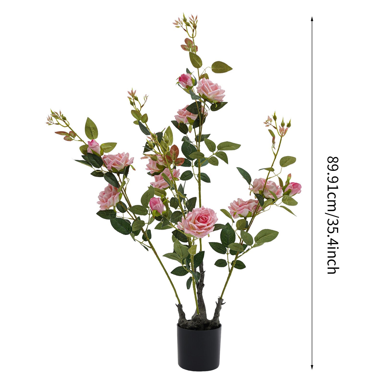 2 Pieces Artificial Rose Tree, Fake Flowers Tree, Artificial Flower Plant