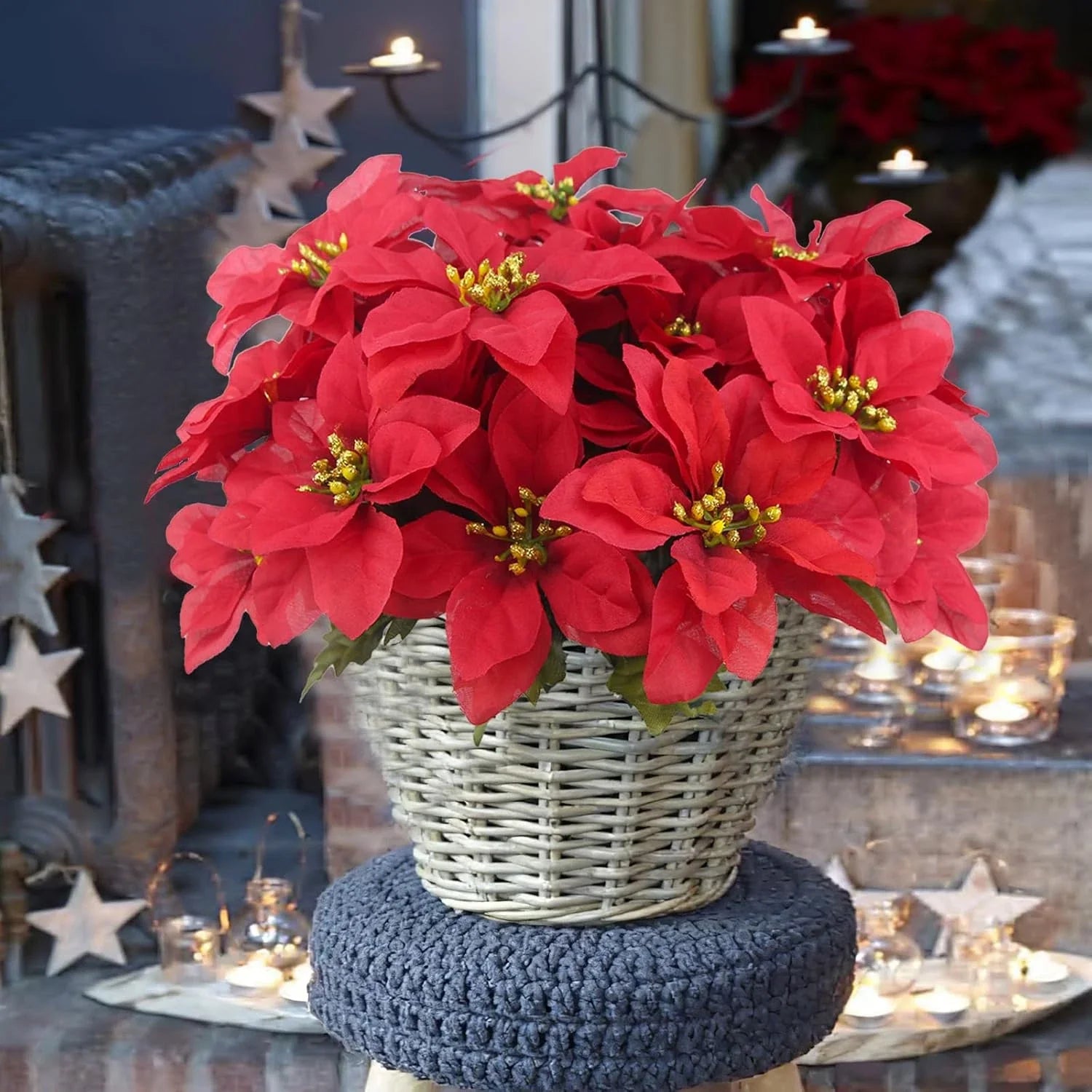 Artificial Poinsettia Bushes Poinsettias Artificial Christmas Flowers Red